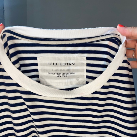 EUC Nili Lotan Crew Neck Cotton Striped T-shirt, XS - Picture 5 of 8
